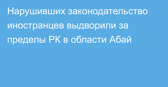 Нарушивших законодательство иностранцев выдворили за пределы РК в области Абай