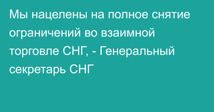 Мы нацелены на полное снятие ограничений во взаимной торговле СНГ, - Генеральный секретарь СНГ