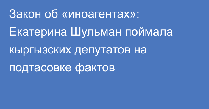 Закон об «иноагентах»: Екатерина Шульман поймала кыргызских депутатов на подтасовке фактов