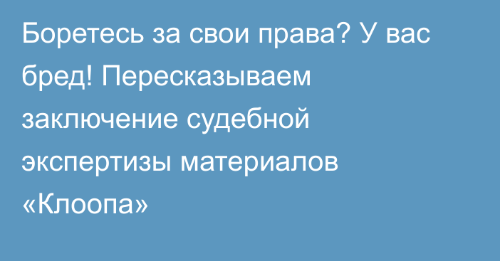 Боретесь за свои права? У вас бред! Пересказываем заключение судебной экспертизы материалов «Клоопа»