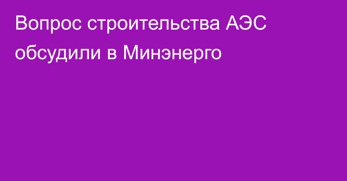 Вопрос строительства АЭС обсудили в Минэнерго