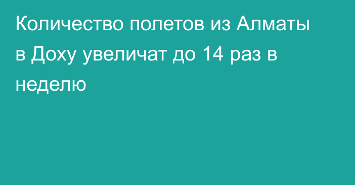 Количество полетов из Алматы в Доху увеличат до 14 раз в неделю