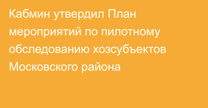 Кабмин утвердил  План мероприятий по пилотному обследованию хозсубъектов Московского района