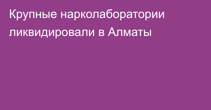 Крупные нарколаборатории ликвидировали в Алматы