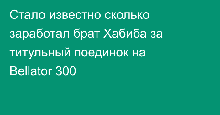 Стало известно сколько заработал брат Хабиба за титульный поединок на Bellator 300