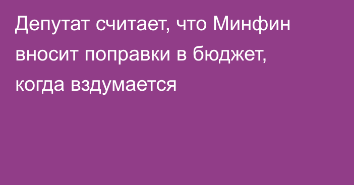 Депутат считает, что Минфин вносит поправки в бюджет, когда вздумается