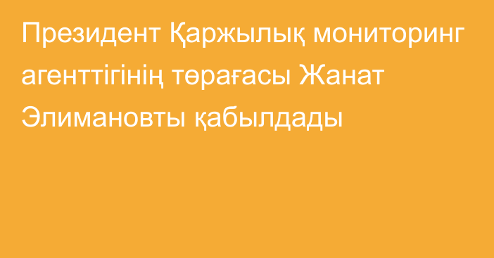 Президент Қаржылық мониторинг агенттігінің төрағасы Жанат Элимановты қабылдады