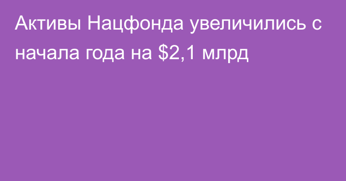 Активы Нацфонда увеличились с начала года на $2,1 млрд