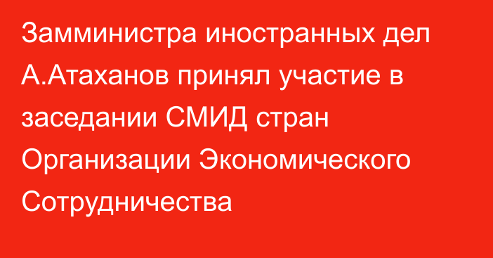 Замминистра иностранных дел А.Атаханов принял участие в заседании СМИД стран Организации Экономического Сотрудничества