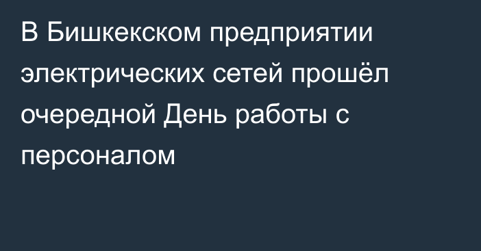 В Бишкекском предприятии электрических сетей прошёл очередной День работы с персоналом