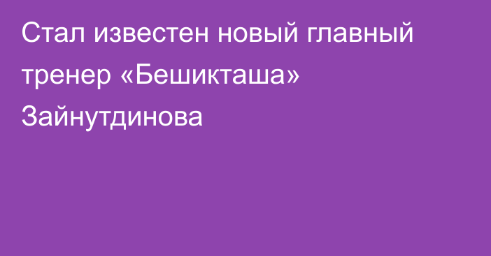 Стал известен новый главный тренер «Бешикташа» Зайнутдинова