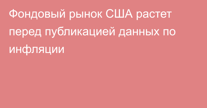 Фондовый рынок США растет перед публикацией данных по инфляции