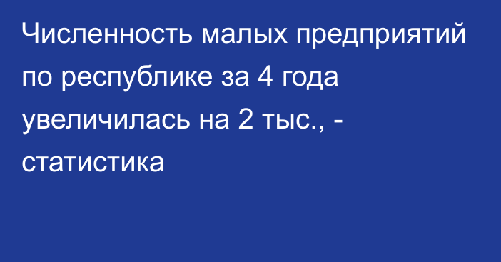 Численность малых предприятий по республике за 4 года увеличилась на 2 тыс., - статистика