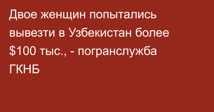 Двое женщин попытались вывезти в Узбекистан более $100 тыс., - погранслужба ГКНБ