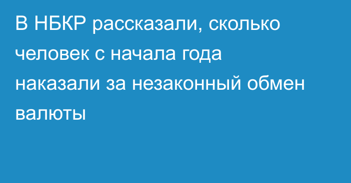 В НБКР рассказали, сколько человек с начала года наказали за незаконный обмен валюты