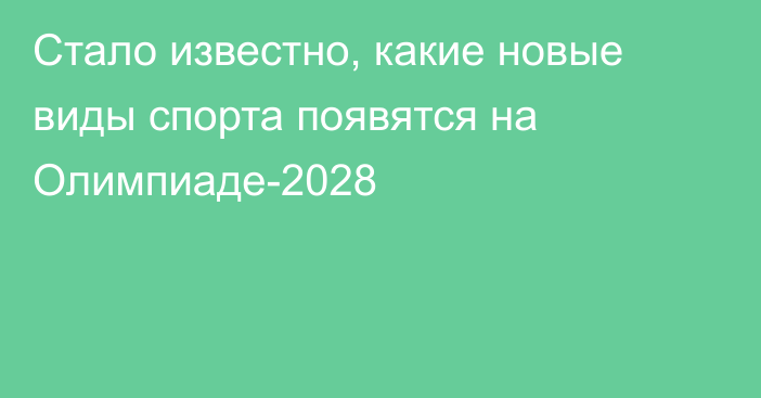 Стало известно, какие новые виды спорта появятся на Олимпиаде-2028