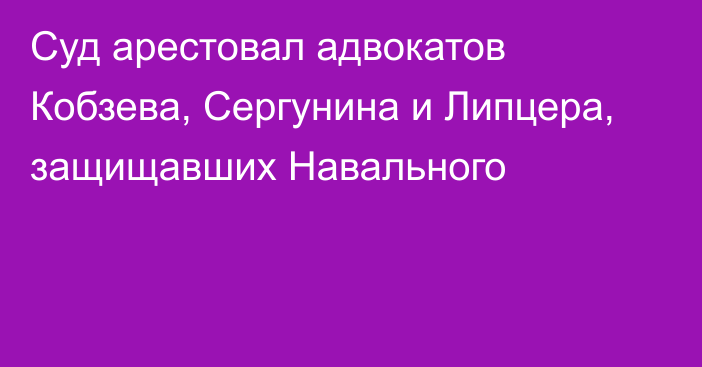 Суд арестовал адвокатов Кобзева, Сергунина и Липцера, защищавших Навального