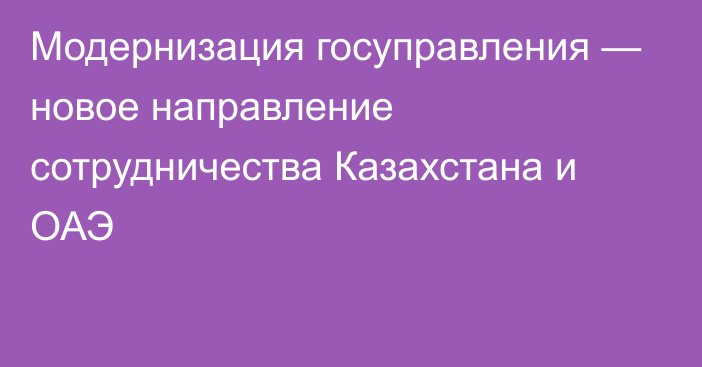 Модернизация госуправления — новое направление сотрудничества Казахстана и ОАЭ