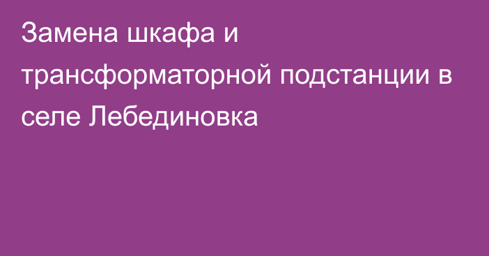 Замена шкафа и трансформаторной подстанции в селе Лебединовка