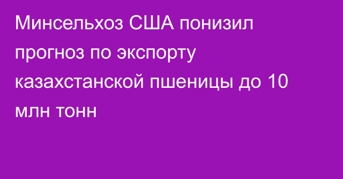 Минсельхоз США понизил прогноз по экспорту казахстанской пшеницы до 10 млн тонн