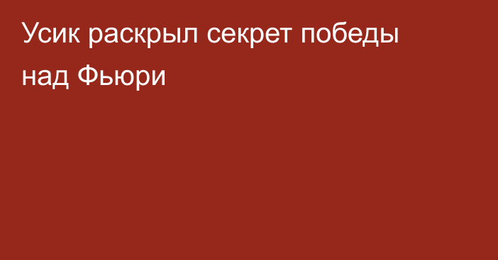 Усик раскрыл секрет победы над Фьюри