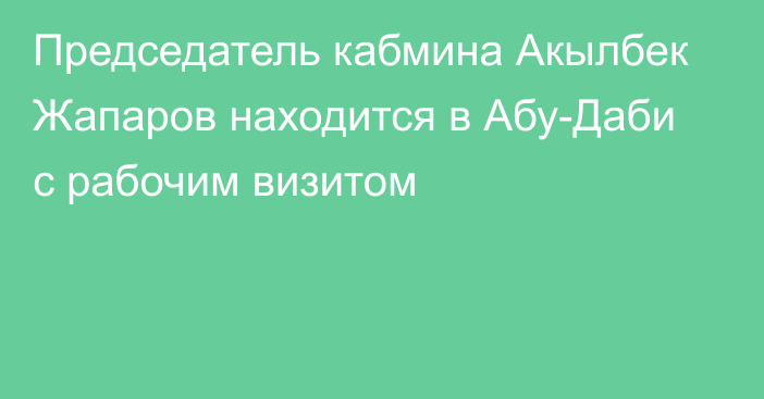 Председатель кабмина Акылбек Жапаров находится в Абу-Даби с рабочим визитом