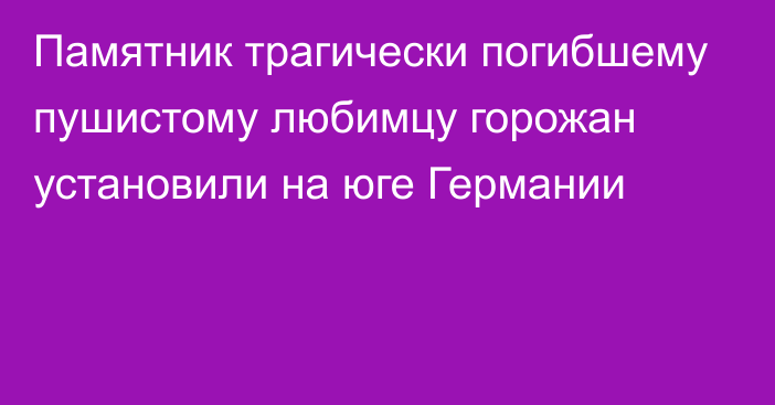 Памятник трагически погибшему пушистому любимцу горожан установили на юге Германии