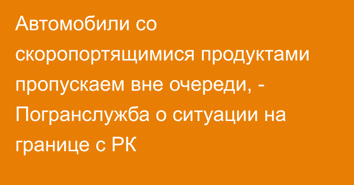 Автомобили со скоропортящимися продуктами пропускаем вне очереди, - Погранслужба о ситуации на границе с РК