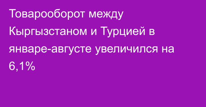 Товарооборот между Кыргызстаном и Турцией в январе-августе увеличился на 6,1%