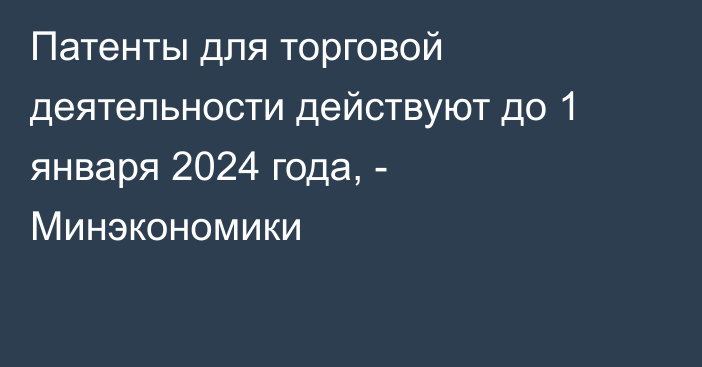 Патенты для торговой деятельности действуют до 1 января 2024 года, - Минэкономики