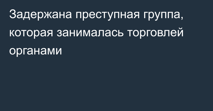 Задержана преступная группа, которая занималась торговлей органами