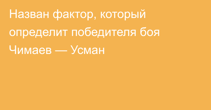 Назван фактор, который определит победителя боя Чимаев — Усман