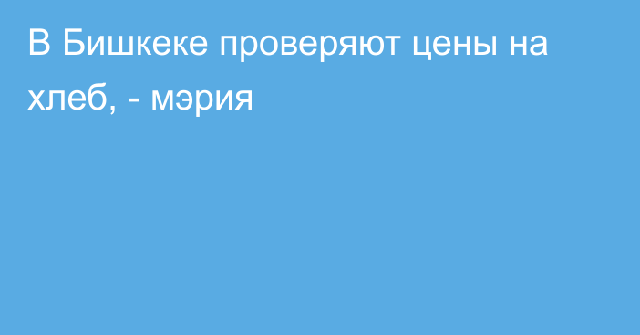 В Бишкеке проверяют цены на хлеб, - мэрия