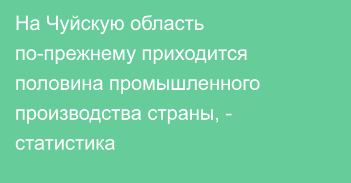 На Чуйскую область по-прежнему приходится половина промышленного производства страны, - статистика