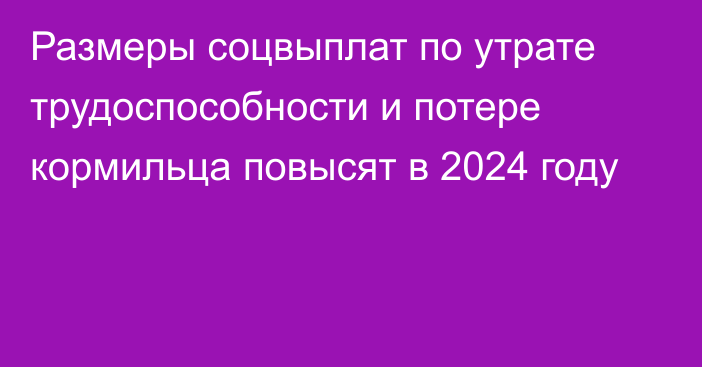 Размеры соцвыплат по утрате трудоспособности и потере кормильца повысят в 2024 году