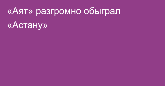 «Аят» разгромно обыграл «Астану»