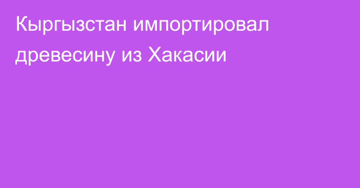 Кыргызстан импортировал древесину из Хакасии