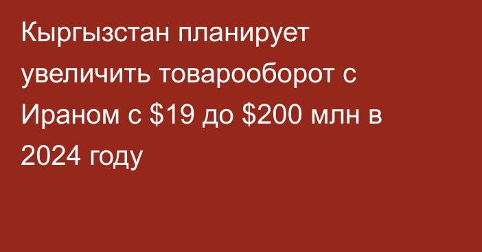 Кыргызстан планирует увеличить товарооборот с Ираном с $19 до $200 млн в 2024 году