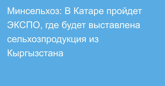 Минсельхоз: В Катаре пройдет ЭКСПО, где будет выставлена сельхозпродукция из Кыргызстана