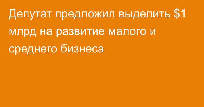 Депутат предложил выделить $1 млрд на развитие малого и среднего бизнеса