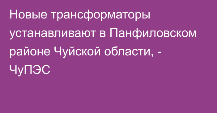 Новые трансформаторы устанавливают в Панфиловском районе Чуйской области, - ЧуПЭС