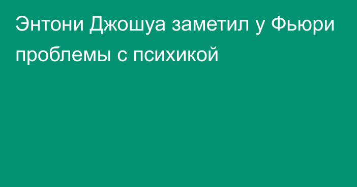 Энтони Джошуа заметил у Фьюри проблемы с психикой