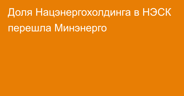 Доля Нацэнергохолдинга в НЭСК перешла Минэнерго