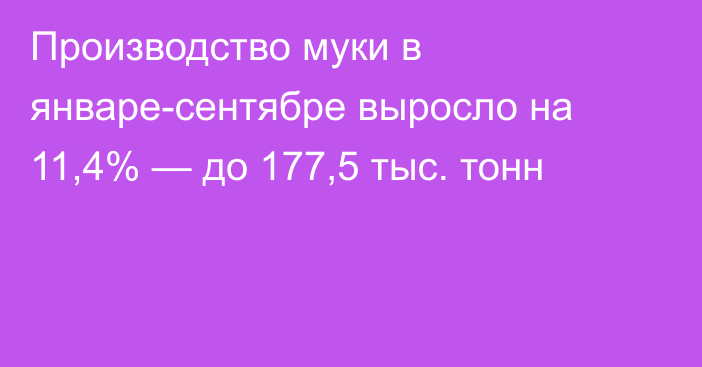 Производство муки в январе-сентябре выросло на 11,4% — до 177,5 тыс. тонн