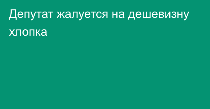 Депутат жалуется на дешевизну хлопка