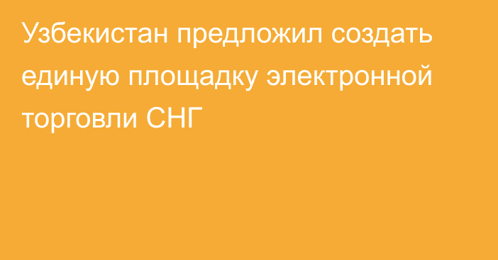 Узбекистан предложил создать единую площадку электронной торговли СНГ