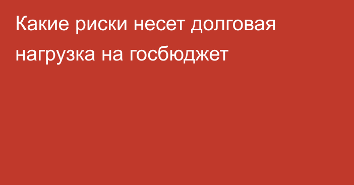 Какие риски несет долговая нагрузка на госбюджет