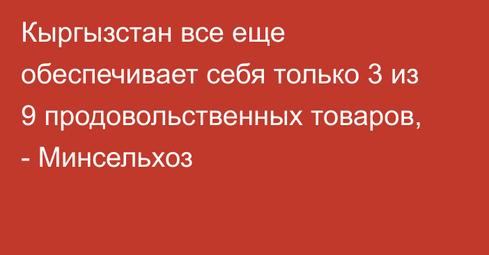 Кыргызстан все еще обеспечивает себя только 3 из 9 продовольственных товаров, - Минсельхоз