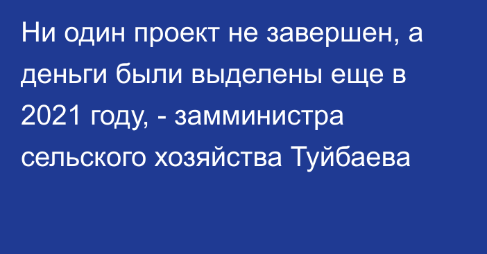 Ни один проект не завершен, а деньги были выделены еще в 2021 году, - замминистра сельского хозяйства Туйбаева