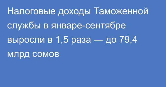 Налоговые доходы Таможенной службы в январе-сентябре выросли в 1,5 раза — до 79,4 млрд сомов